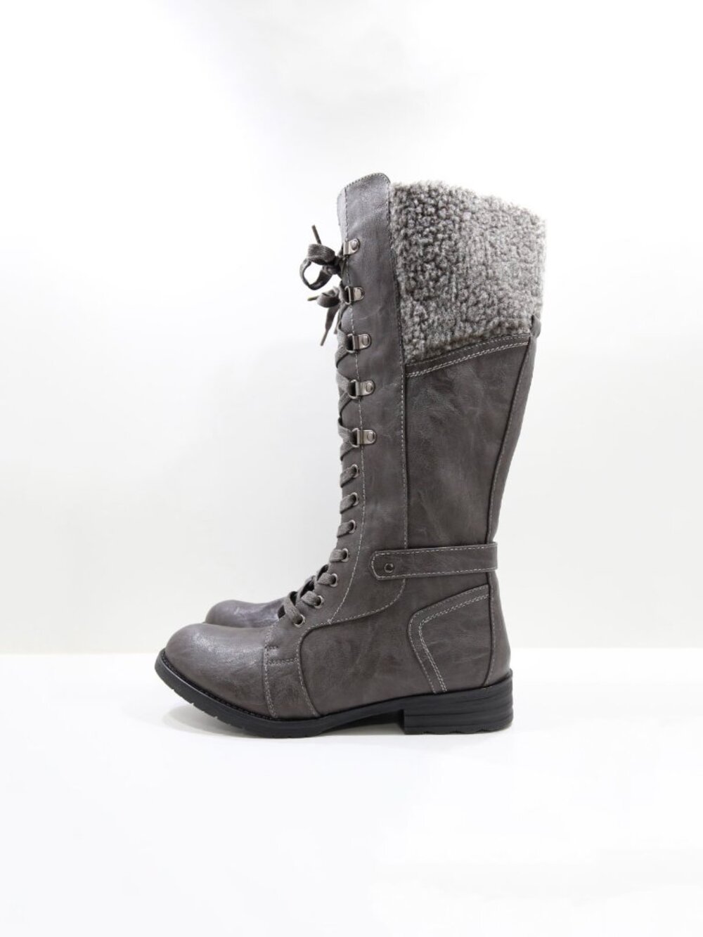 Patrizia Snowball Gray Faux-Leather Fleece Lined Winter Riding Boots - 9 NWOB
